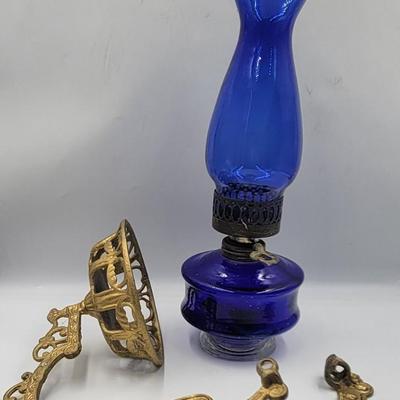 Cobalt Blue Oil Lamp Ensemble