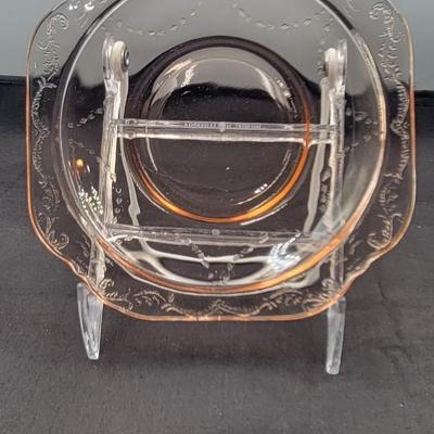 2 Pc Pink Depression Glass Plate Lot