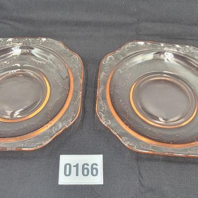 2 Pc Pink Depression Glass Plate Lot