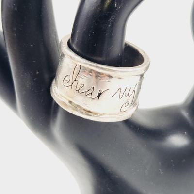 STERLING SIGNED SHAWNS "HEAR MY SOUL SPEAK" RING