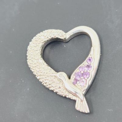 .925 SILVER & AMETHYST "YOU ARE THE WIND BENEATH MY WINGS" HUMMINGBIRD PENDANT
