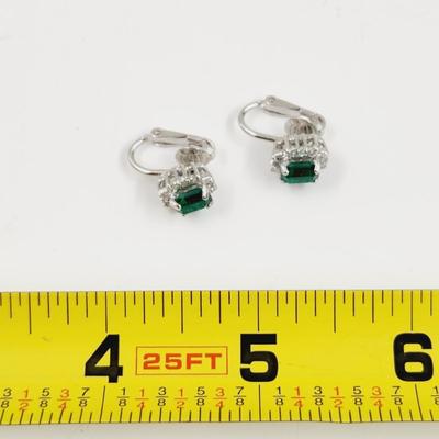 SETA STERLING .925 CZ EMERALD CLIP ON EARRINGS