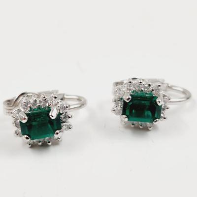 SETA STERLING .925 CZ EMERALD CLIP ON EARRINGS
