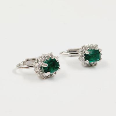 SETA STERLING .925 CZ EMERALD CLIP ON EARRINGS