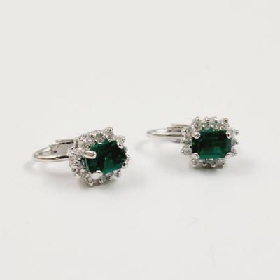 SETA STERLING .925 CZ EMERALD CLIP ON EARRINGS