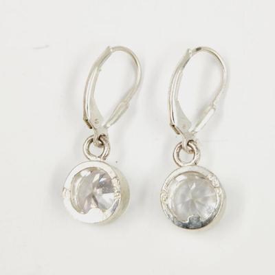 . 925 SILVER CZ DANGLE EARRINGS