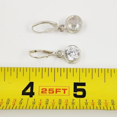 . 925 SILVER CZ DANGLE EARRINGS