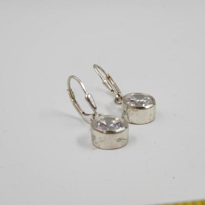 . 925 SILVER CZ DANGLE EARRINGS