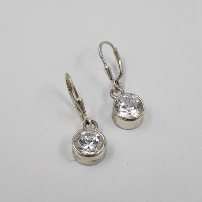 . 925 SILVER CZ DANGLE EARRINGS