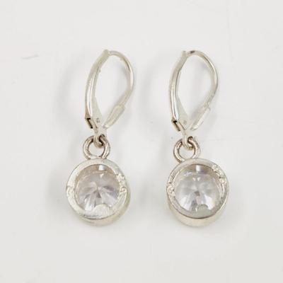 . 925 SILVER CZ DANGLE EARRINGS