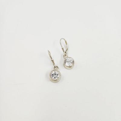 . 925 SILVER CZ DANGLE EARRINGS