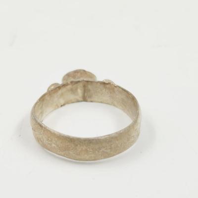 HAND CRAFTED SILVER & RED TURQUOISE RING