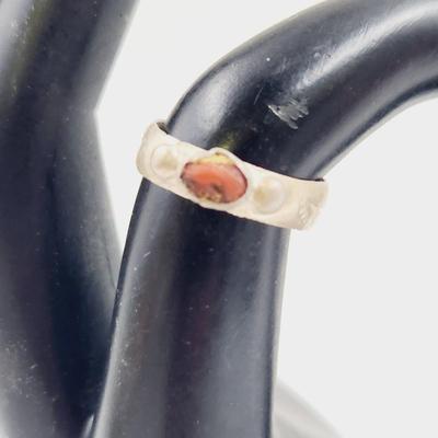 HAND CRAFTED SILVER & RED TURQUOISE RING