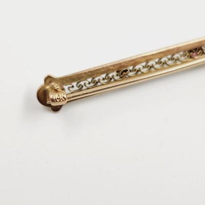 10K RUBY FILIGREE ART DECO LINGERIE BROOCH / PIN