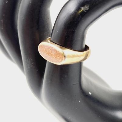 14K GE GOLD RING WITH NATURAL RED GOLDSTONE RING SIZE 7
