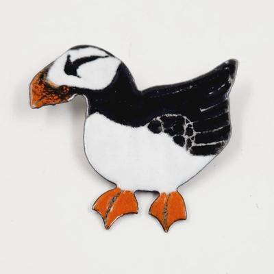 HAND PAINTED PUFFIN METAL BROOCH / PIN