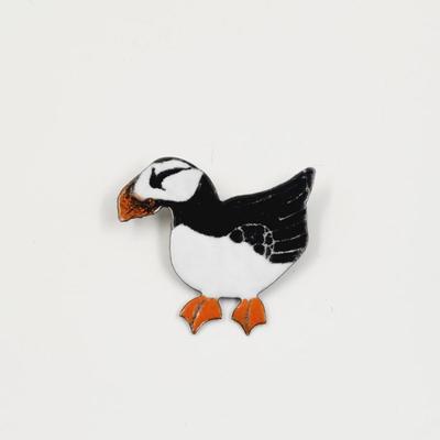 HAND PAINTED PUFFIN METAL BROOCH / PIN