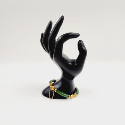 GOLD TONED & JADE ORIENTAL THEMED BRACELET