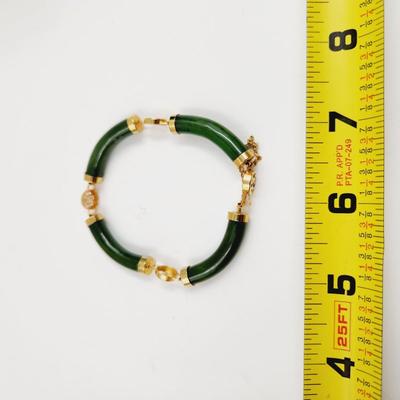 GOLD TONED & JADE ORIENTAL THEMED BRACELET