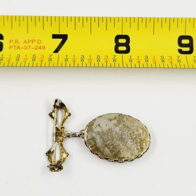 ANTIQUE SILVER TONED CAMEO PIN