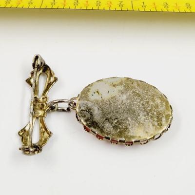 ANTIQUE SILVER TONED CAMEO PIN