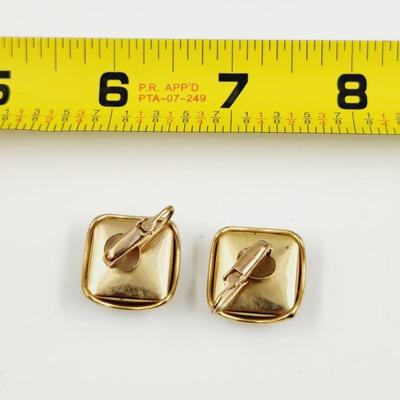VINTAGE GENUINE SEA HORSE ENCASED GOLD TONED CUFF LINKS