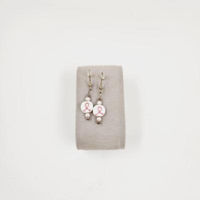 HAND CRAFTED BREAST CANCER AWARENESS ðŸŽ€ RIBBON EARRINGS