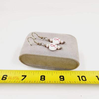 HAND CRAFTED BREAST CANCER AWARENESS ðŸŽ€ RIBBON EARRINGS