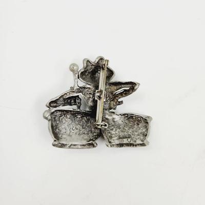 PEWTER JJ BRAND FROG BROOCH / PIN