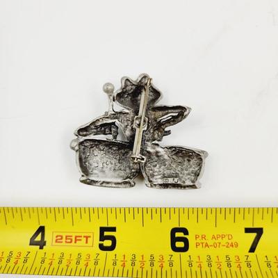 PEWTER JJ BRAND FROG BROOCH / PIN