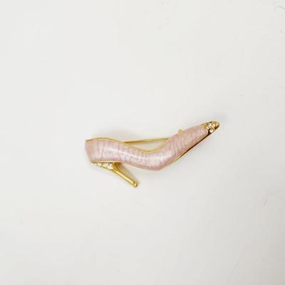 VINTAGE PINK HIGH HEEL W/ FAUX RHINESTONE BROOCH