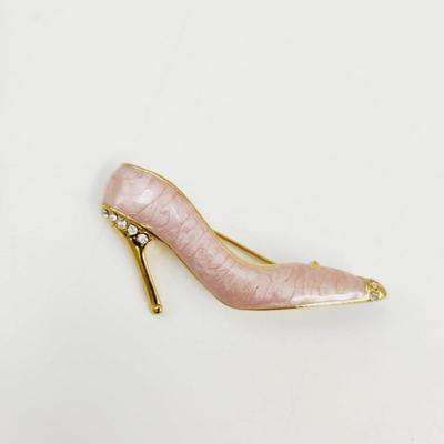 VINTAGE PINK HIGH HEEL W/ FAUX RHINESTONE BROOCH