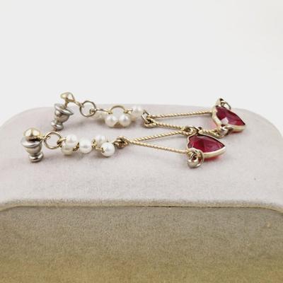 BEAUTIFUL VINTAGE HEART SHAPED DANGLE EARRINGS