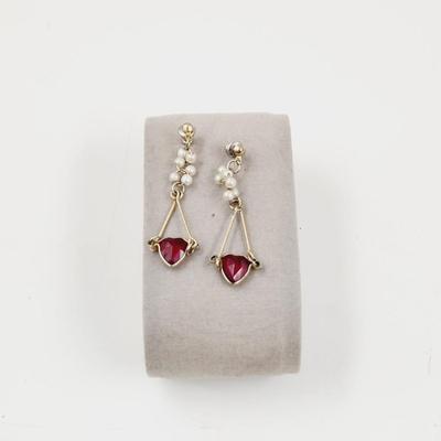 BEAUTIFUL VINTAGE HEART SHAPED DANGLE EARRINGS