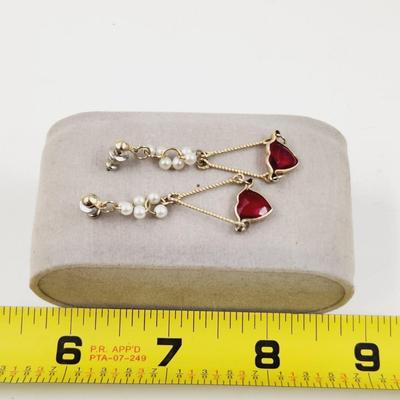 BEAUTIFUL VINTAGE HEART SHAPED DANGLE EARRINGS