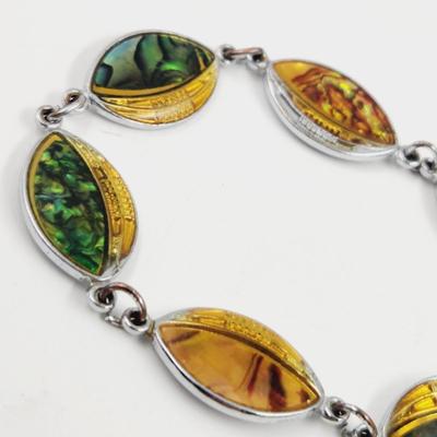 IRIDESCENT FOOTBALL SILVERTONED BRACELET