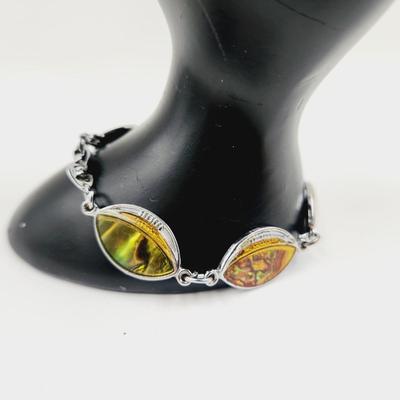 IRIDESCENT FOOTBALL SILVERTONED BRACELET
