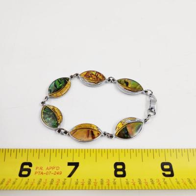IRIDESCENT FOOTBALL SILVERTONED BRACELET