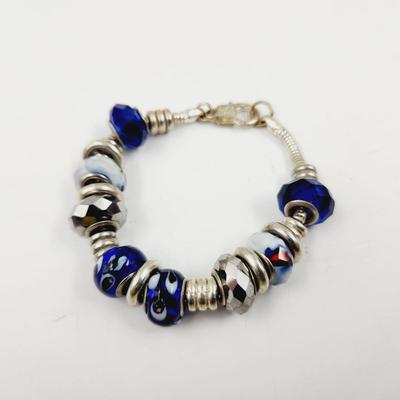 PANDORA STYLE SILVER TONED BEADED BRACELET