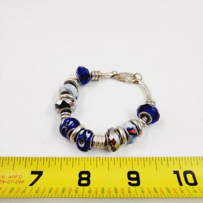 PANDORA STYLE SILVER TONED BEADED BRACELET