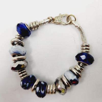 PANDORA STYLE SILVER TONED BEADED BRACELET