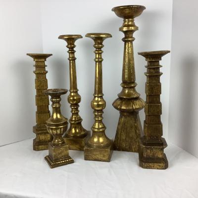 Lot # 1011 Lot of Gold Painted Oversized Candlesticks