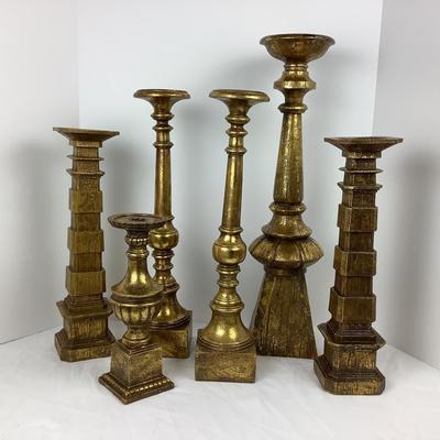 Lot # 1011 Lot of Gold Painted Oversized Candlesticks