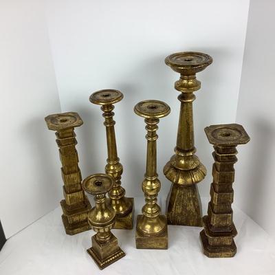 Lot # 1011 Lot of Gold Painted Oversized Candlesticks