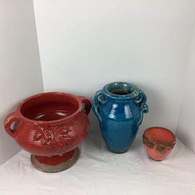 Lot # 1041 Three Pottery Vases