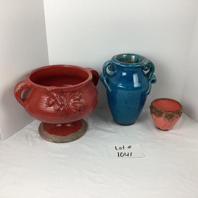 Lot # 1041 Three Pottery Vases