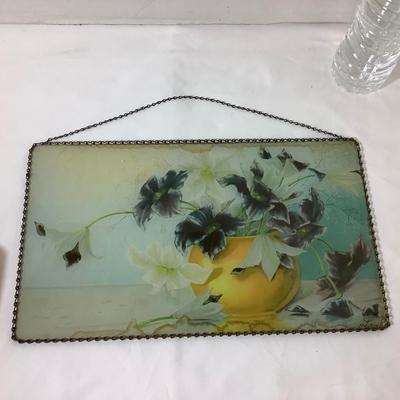1017 Home Decor Lot with Floral Hanging Art