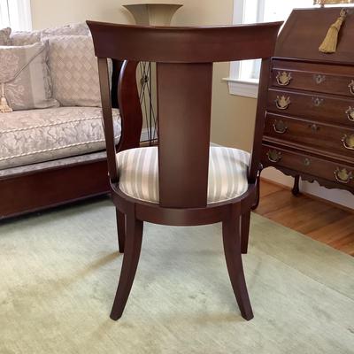 1174 Ethan Allen Mahogany Open Back Arm Chair with Cushions