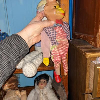 Lot of Dolls, Antique Monkey Puppet