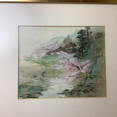 1176 Set of Three Oriental Landscape Watercolors